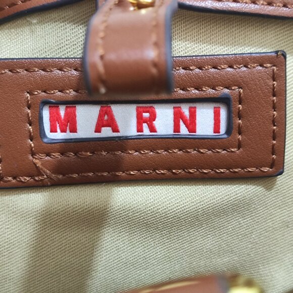 Marni Tropicalia Mini Tote Bag in Brown Leather & Woven Raffia - Picture 10 of 14